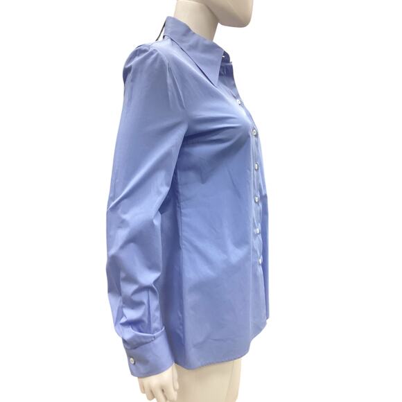 Prada Blouse Women’s Size 8 Classic Fitted Button-Down Cotton Blend in Blue - Picture 3 of 4